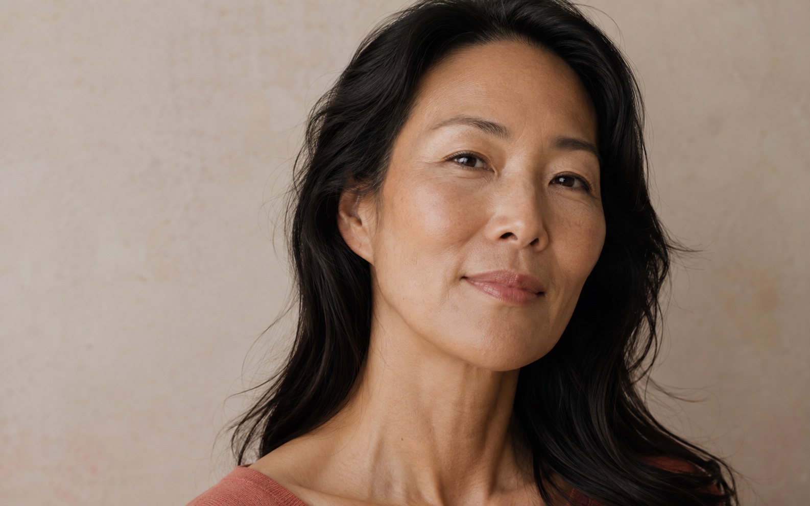 A woman with natural skin texture